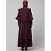Frill abaya with double sleeves design- wine color